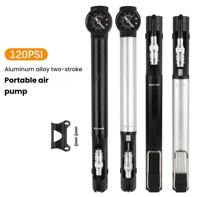 High-Pressure Portable Mini Bicycle Pump with Gauge Schrader Presta Valve Air Inflator for Bike Air Shock Pump