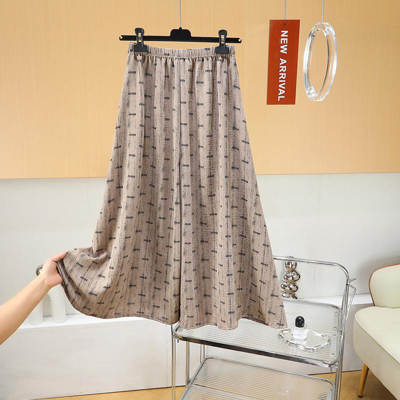 Cool cotton culottes, wide-leg pants, loose and drape, walking pants for home wear, thin legs, floral big swing a-word long skirt