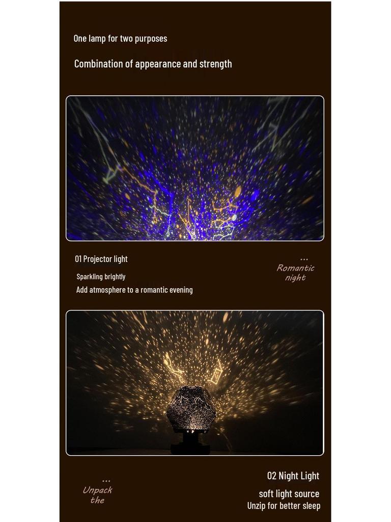 Four Seasons Rotating Starry Sky Projector Lamp - Romantic Constellation Night Light