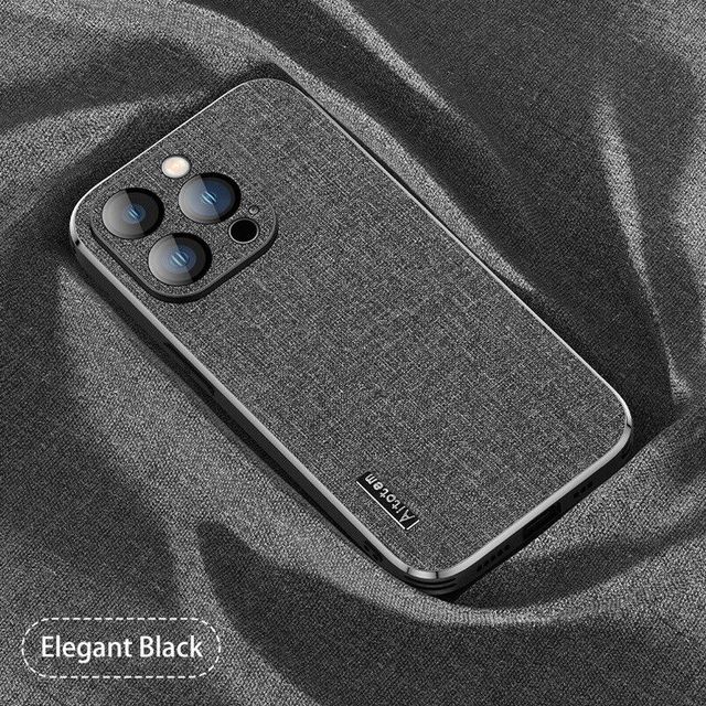 Luxusní látkový obal na telefon pro iPhone 14 13 12 Pro Max 14 Plus Nárazuvzdorný silikonový měkký nárazník Slim pevný zadní kryt PC Coque