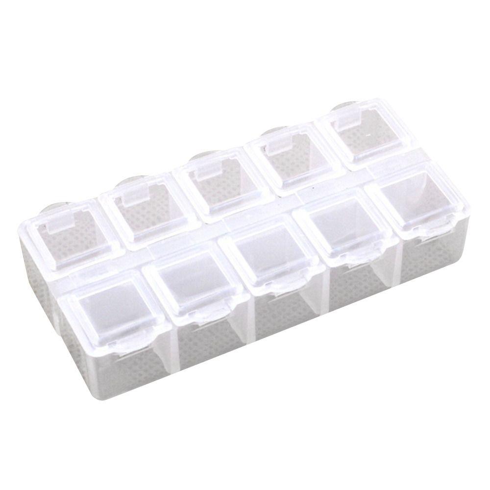 10 Grid Earrings Necklace Organizer Double Row Pill Box Holder Container Medicine Storage Case