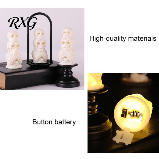 Creepy Night Light for Parties Halloween LED Skull Light, Resin Decorative Candle Lamp Battery Operated Room, Haunted House, Unique Tabletop