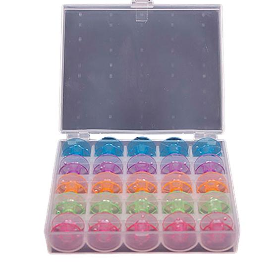 

25 шт./кор. раскрашенные шпульки, легко наносятся на пластиковые пустые шпульки, швейная машина для подарка