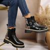 Fashion Buckle Platform Chelsea Boots Women Slip on Pu Leather Leopard Print Ankle Boots Woman Plus Size 36-43 Thick Sole Botas