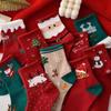 5 Paar Weihnachtsstrümpfe Weihnachtsmann Schneemann Weihnachtsbaum Socken Weihnachten Wadenlange Socken für Damen Herbst Winter Socken