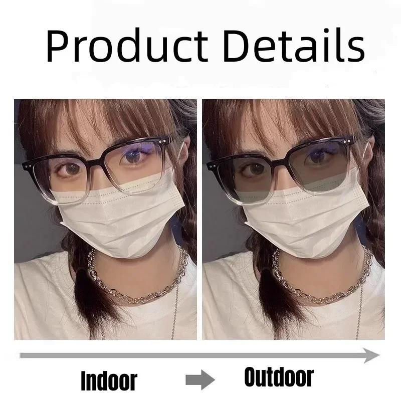 Intelligent Photochromic Myopia Glasses Outdoor Color Changing Finished Near-sighted Eyewear Men Women Minus Diopters Eyeglasses