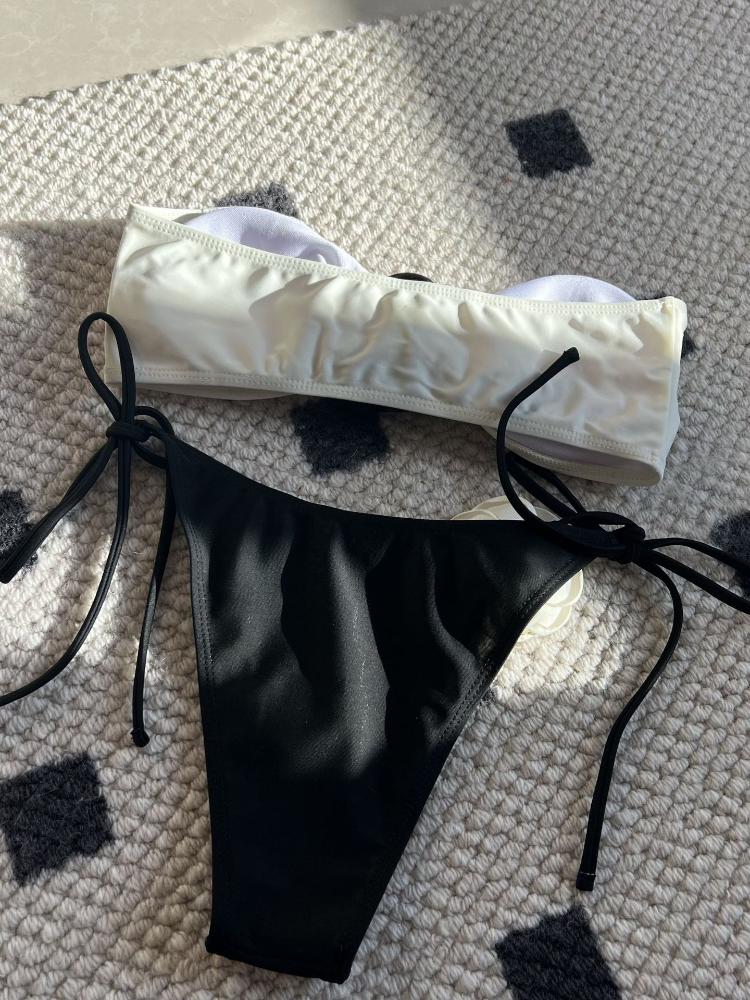 Sexy 3D Flower Strapless Bandeau Bikini Women Swimwear Female Swimsuit Two-pieces Bikini Set High Cut Bathing Suit Swim Lady