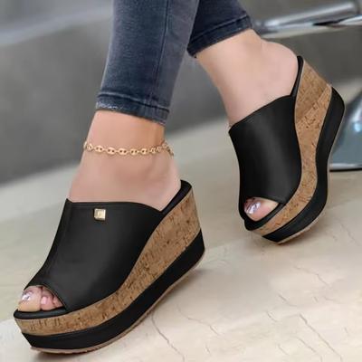 Chaussures romaines sandales pour femmes chaussures sandales d'été mode couleur unie compensée plate-forme pantoufles chaussures de mode élégantes femmes
