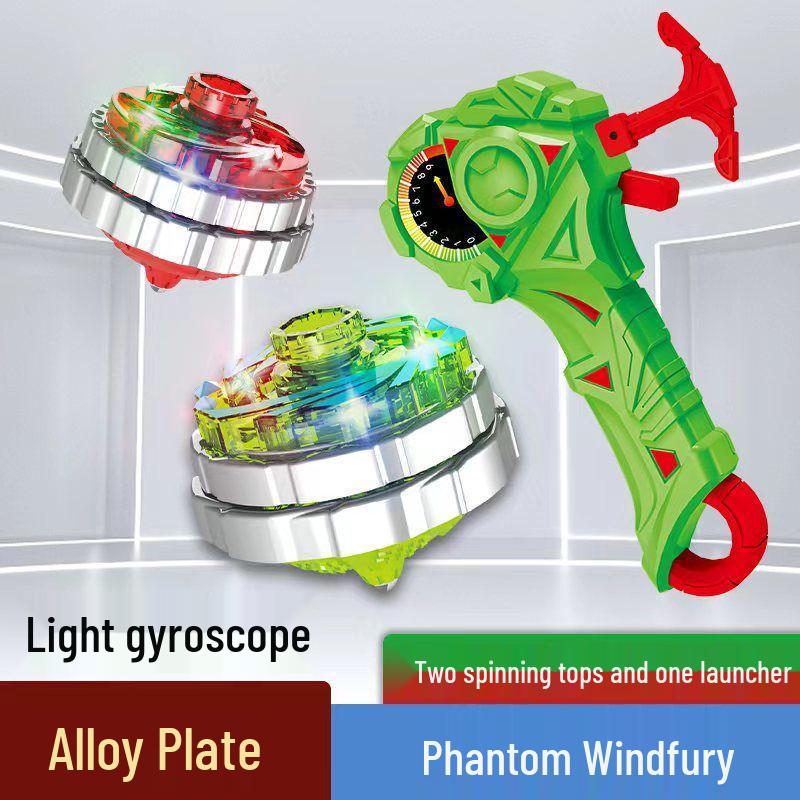 Free Shipping Dual Alloy Burst Gyro Toy - Magic Light Pull String Battle Gyro