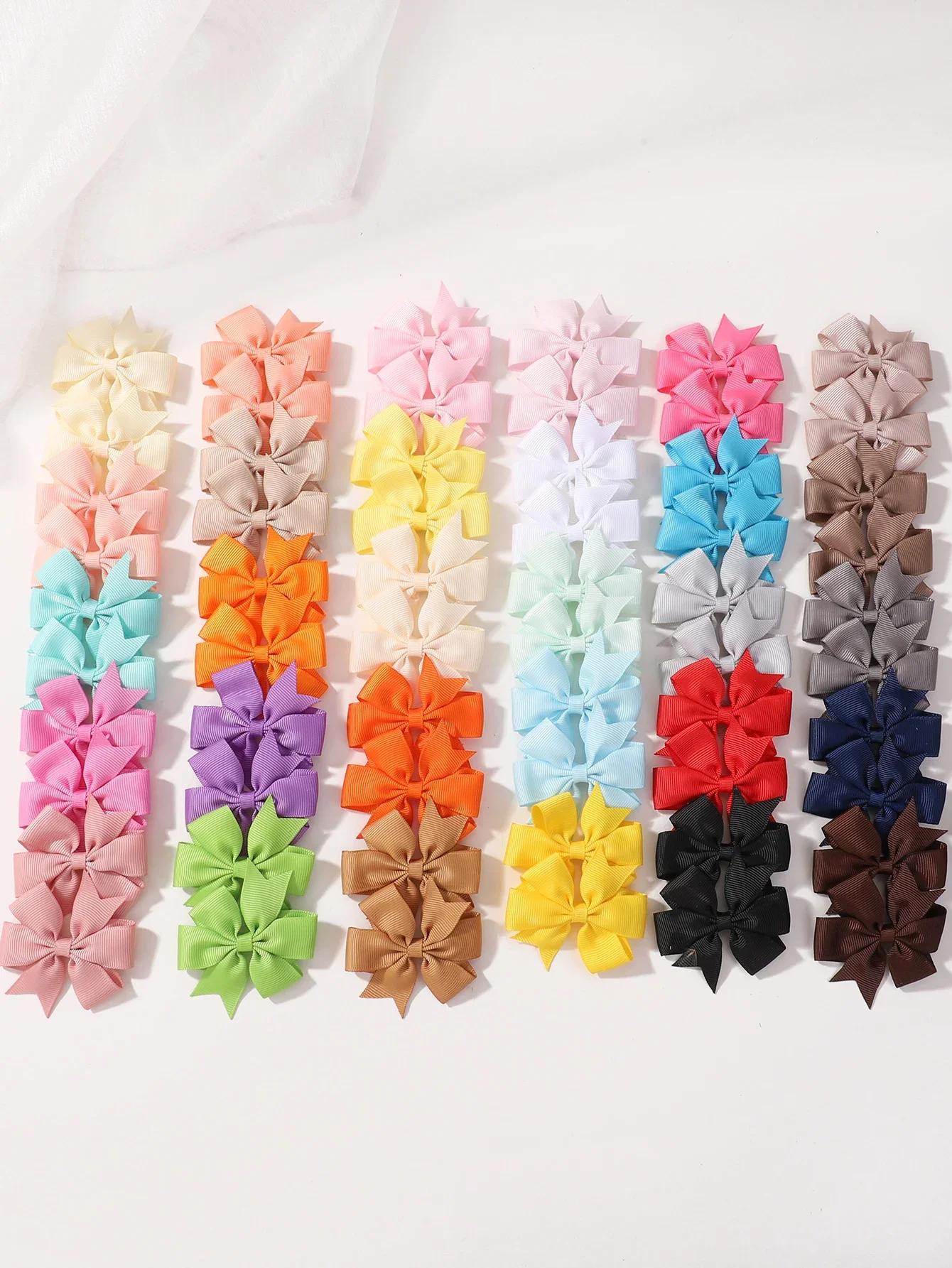 

60pcs 2.5 Grosgrain Ribbon Bows Hair Clips for Baby Girls Cute Pinwheel Toddler Hairgripes Headwear Hair Accessories