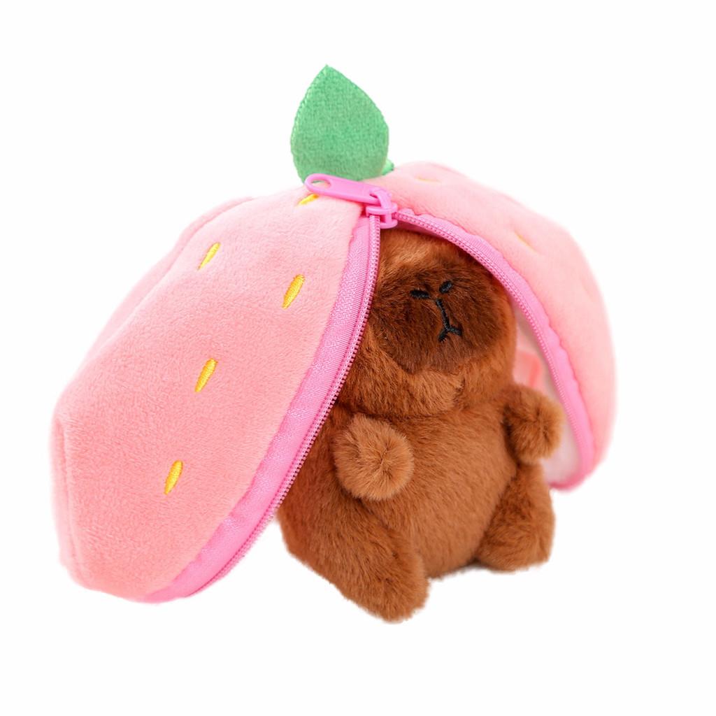 Pineapple Transform Capybara Plush Keychain Pendant Fruit Design Car Decor Bag