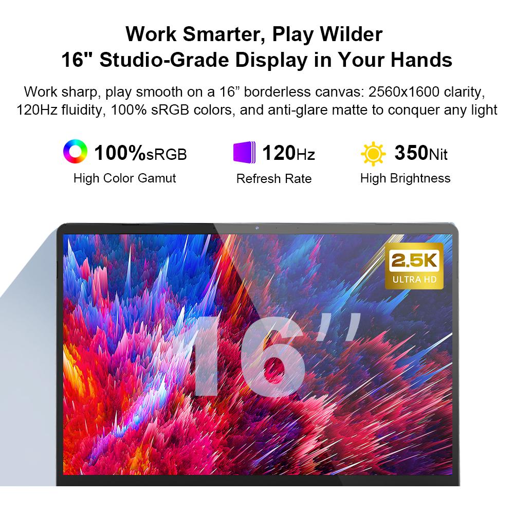 Ninkear A15 Pro Portable Laptop Windows 11 AMD Ryzen 5 7430U 16-inch 2.5K IPS 120Hz 16GB DDR4+1TB SSD WiFi6 BT5 Backlit Keyboard
