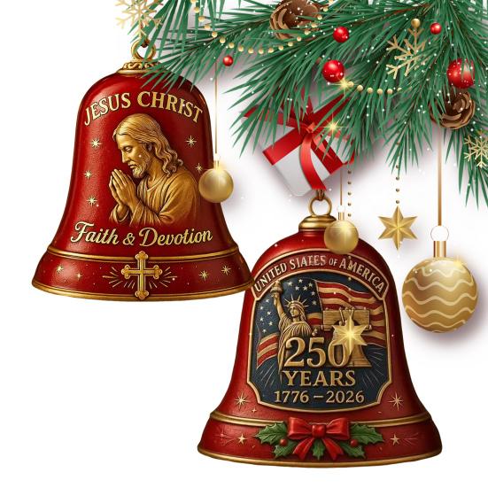 Nativity Jesus Bell Ornament U.S. 250th Anniversary Commemorative Metal Doorbell Decoration Memorial Gifts for Family Friends