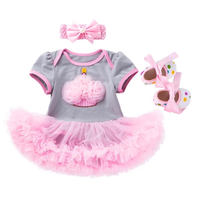 "New Summer Pink Cake Dress & Shoes Set for Baby Girls (0-2 Years)"