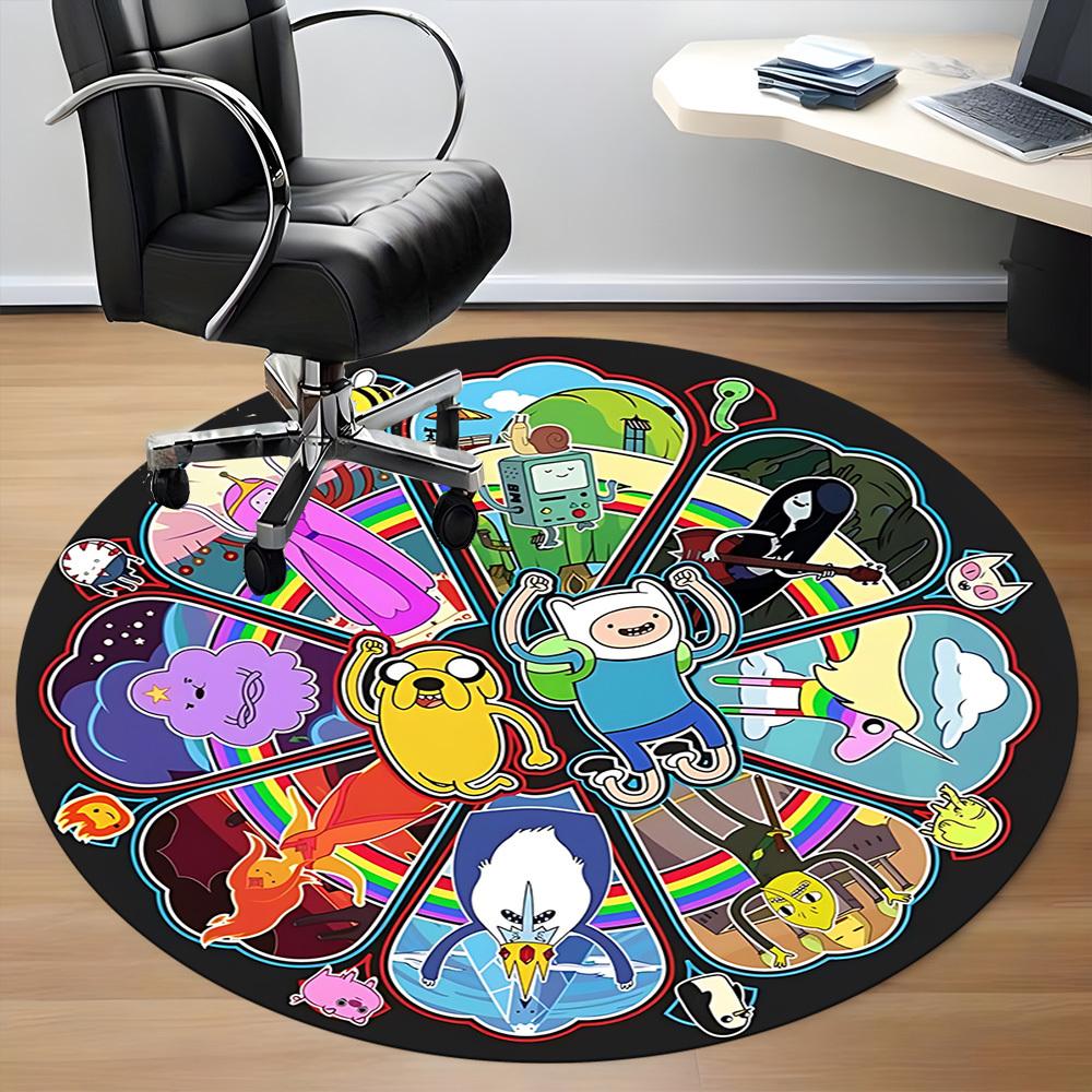 1pc Adventure-Time Chair Carpet for Office Non-Slip, Soft & Comfortable, Carpet for Office, Gaming, Lightweight Round Floor Mat Yy251021008