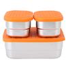 Edelstahl Lunch Snack Behälter Set 230ml 720ml Auslaufsicher 304 Edelstahl Lebensmittelbehälter mit orangen Silikondeckeln Lunchbox