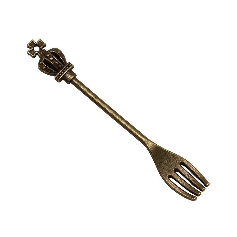 

10шт. Подвески-вилки с короной, подвески, античная бронза, цвет цинкового сплава, 58X8 мм.