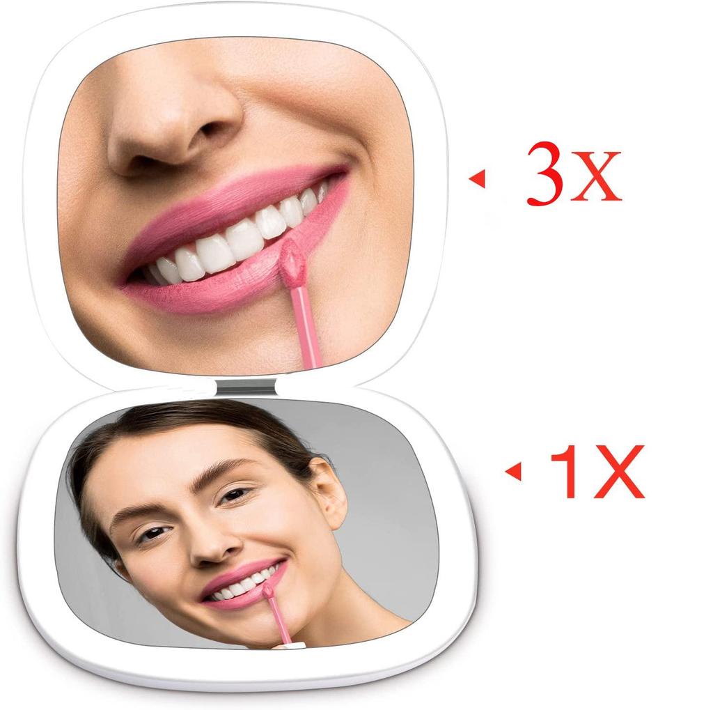 LED Light Portable Folding Mirror, Magnifying Handheld Compact, Internet-Famous Model