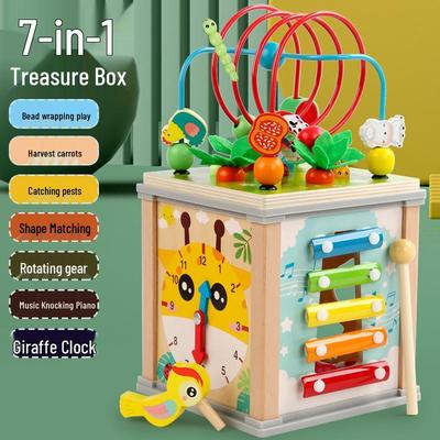 Children's Multifunctional Wooden Educational Toy: Bead Maze, Knock Piano & Bug Catching Game for Kindergarten