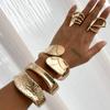 Wide Geometric Oval Luxury Metal Bracelet