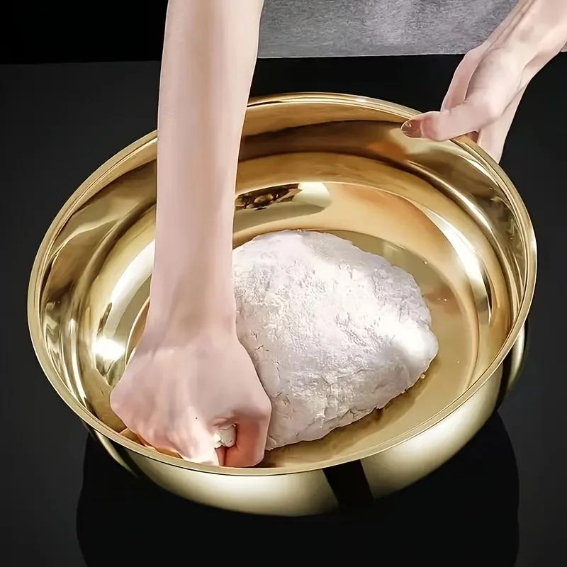 Stainless Steel Large Capacity Bowl, Suitable for Mixing Dough, Cleaning Vegetables, Stirring Salads, Easy To Clean