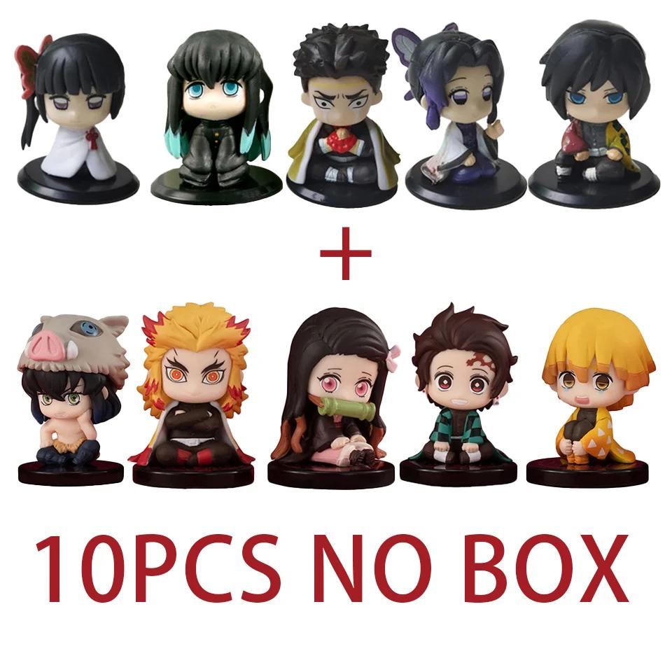 15 Style/Set Q Version Demon Slayer Sitting Ghost Doll Tanjiro Nidouzi Inosuke Zenizu Figure Action Figure Movie Model Toys Doll
