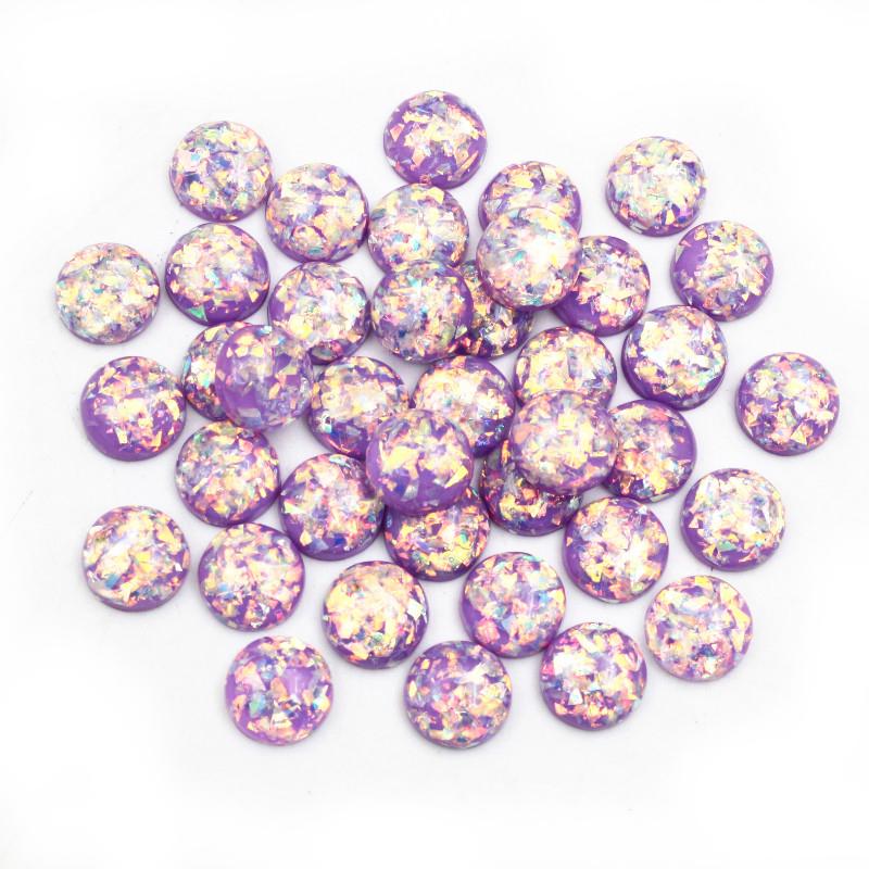40 Stück Mode Neu 12mm Eingebaut Goldfarbe Metallfolie Flache Rückseite Harz Cabochons Cameo Kuppel DIY Schmuckzubehör