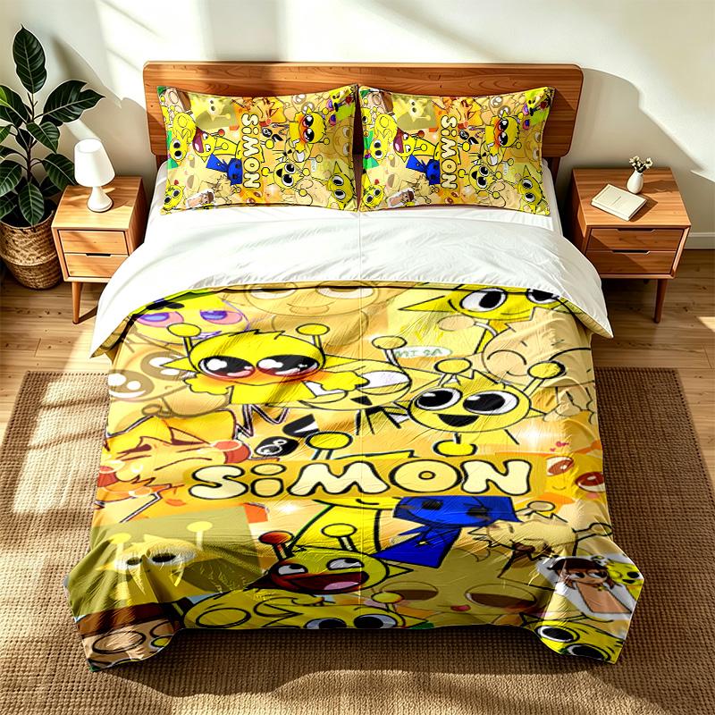 Sprunki (19) 3pc Set Suitable for Master Bedrooms Soft and Comfortable an Ideal Gift for Family and Friends Includes One Duvet Cover and Two Pillowcas