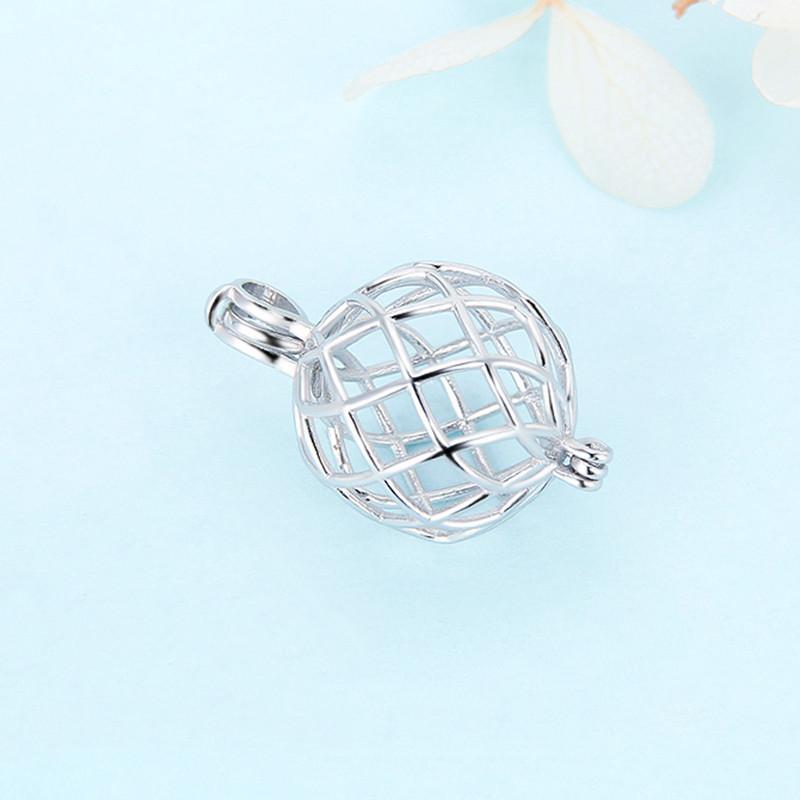 CLUCI 925 Sterling Silver Big Twisted Ball Shaped Cage Pendant Women Fine Jewelry Charms Pendant Wish Pearl Locket SC170SB