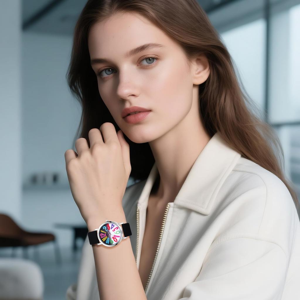 Silicone Adjustable Arabic Large Analog Quartz Business Use Perfect for or as a Gift for Her Women's Watch, Waterproof, Color Length, Numerals,