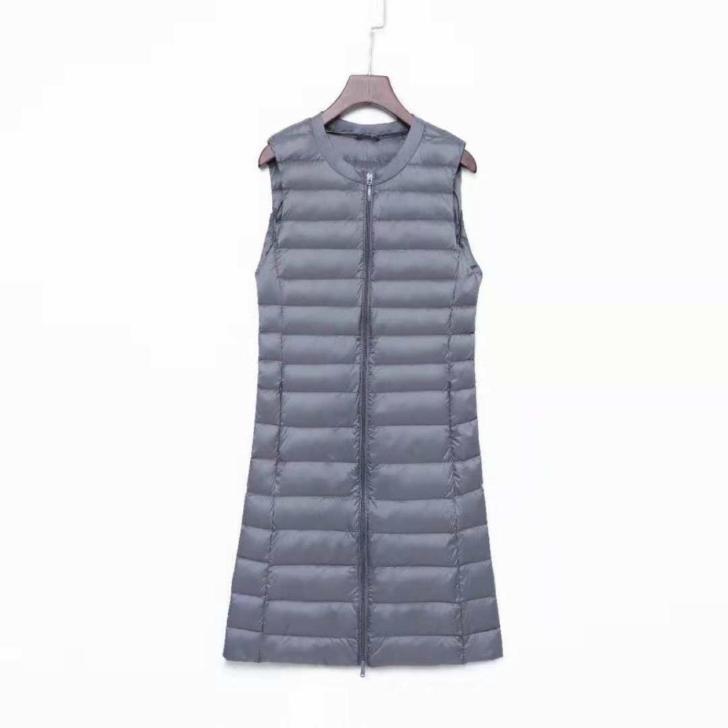 Women's Out-of-Season Korean Down Jacket - Slim Fit, Round Neck, Mid-Length, Zippered Winter Vest