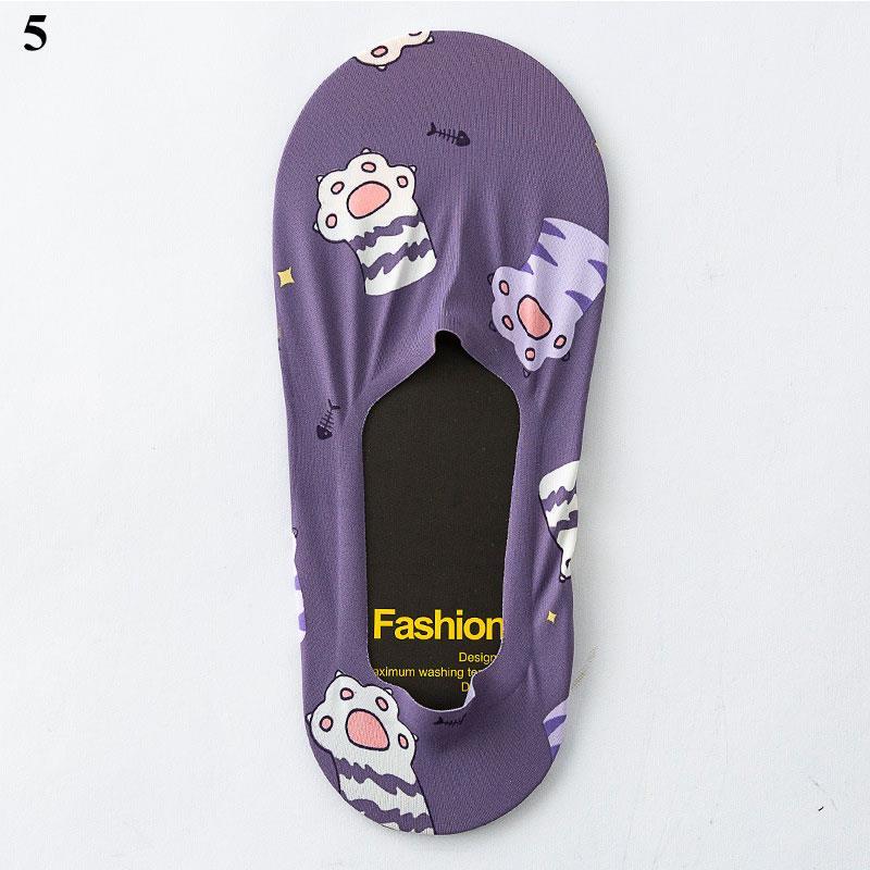 Summer Men Low Cut Ice Silk Invisible Socks Breathable Thin Camouflage Cartoon Animals Print Non-Slip Silicone Fun Fashion Socks