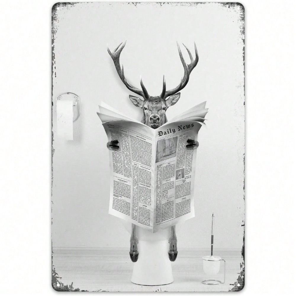 Metal Poster Deer Retro Wall Art Bar Toilet Decor