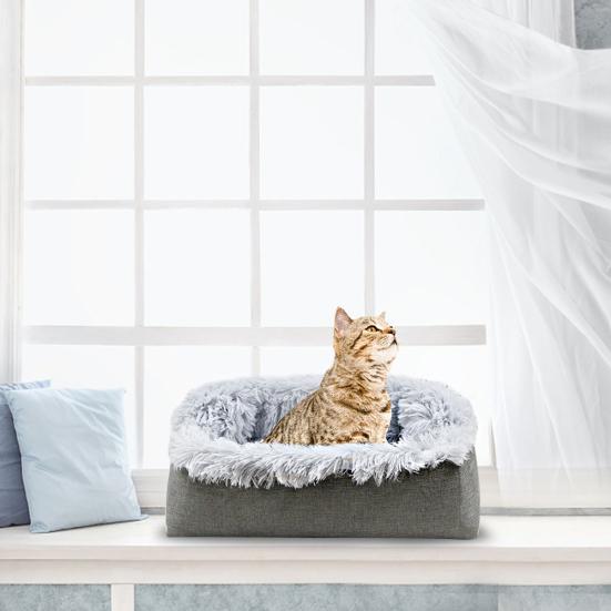 2 In 1 Foldable Plush Cat Kitten House Puppy Sleeping Bed Warm Cushion Carpet