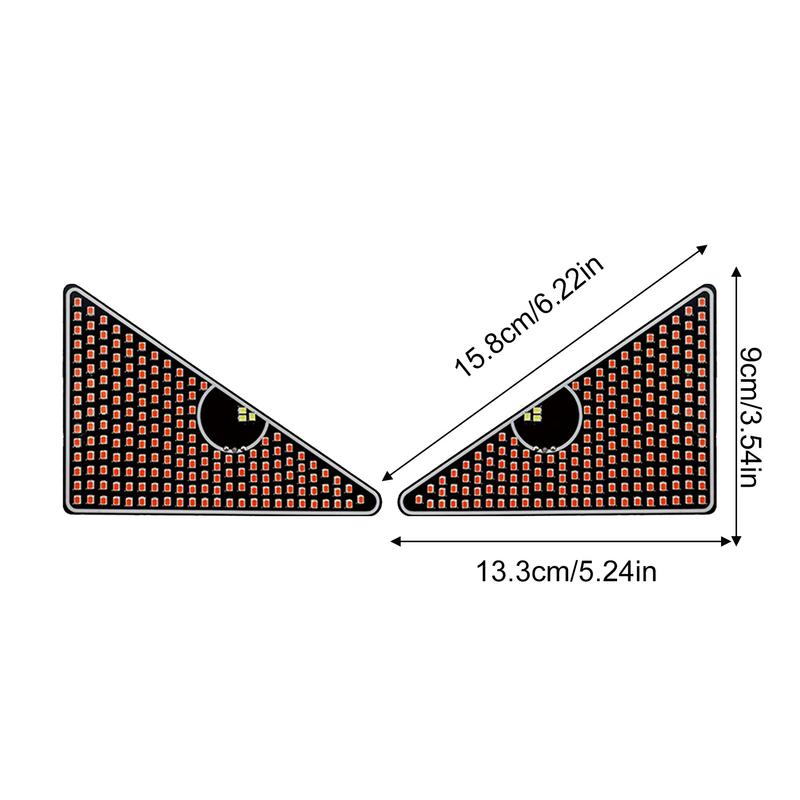 Car Triangle Eye Light Anti-Rear-Collision Lights Interactive Rearview Mirrors Lights 2 Pieces Flexible Screen Multi-Function