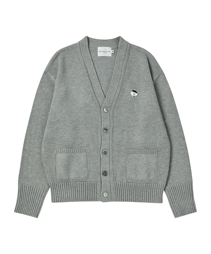 Beyond Closet Ilp Cashmere Classic Logo Cardigan Gray