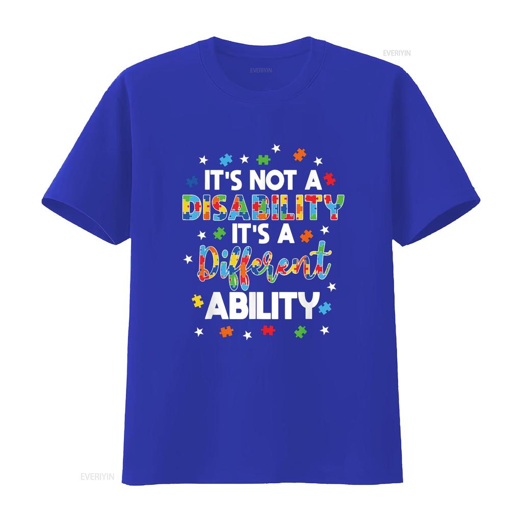 It S Not A Disability Different Ability Autism T Shirt Vintage Washed Slightly Casual Fashion Homme Soft Stretched Streetwear