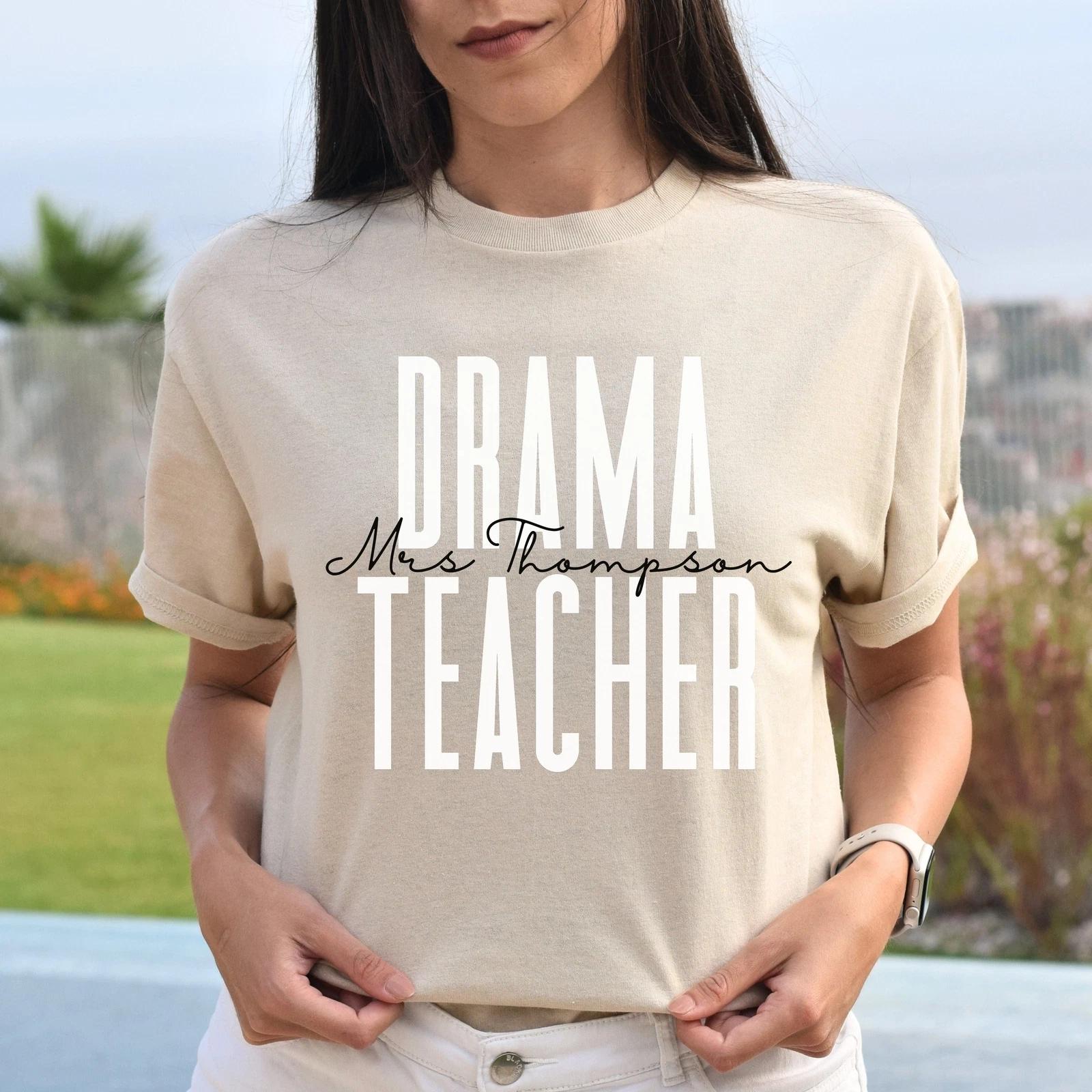 Personalized Drama teacher Unisex T-shirt Custom name theater teacher Sand Blue 4XL