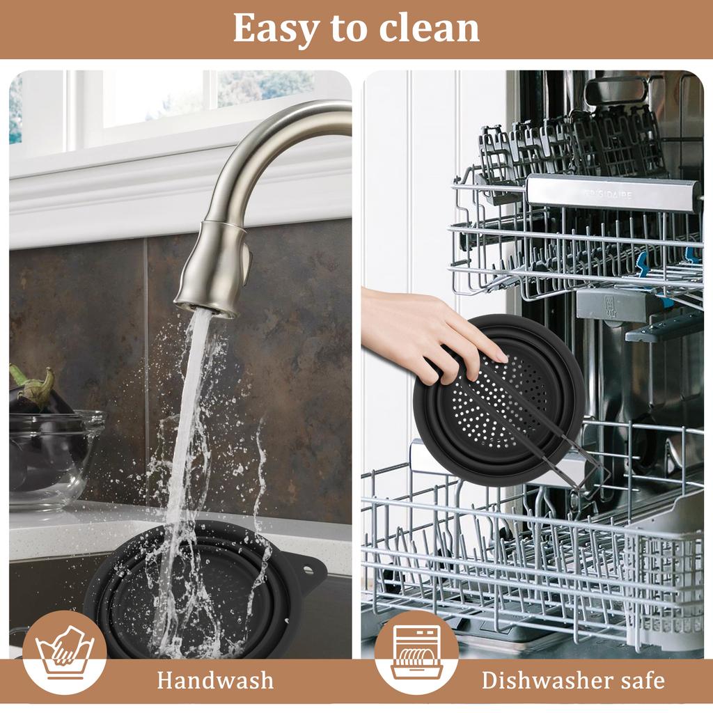 Silicone Collapsible Colander with Handle Heat Resistant Collapsible Colander Strainer Multipurpose Colander Strainer