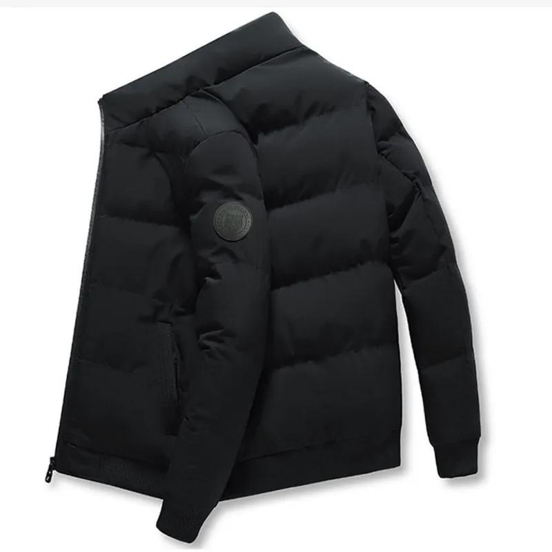 Winter Solid Color Zipper Down Jacket Thick Cotton Jacket Men Trendy Casual Youth Coat Versatile Comfortable Top
