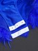 Girls Latin Dance Costume Sparkly Rhinestones Halter Leotard with Feather Skirt for Performance