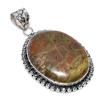 Unakite Gemstone Handmade 925 Sterling Silver Jewelry Pendant 2.29" SU-10717