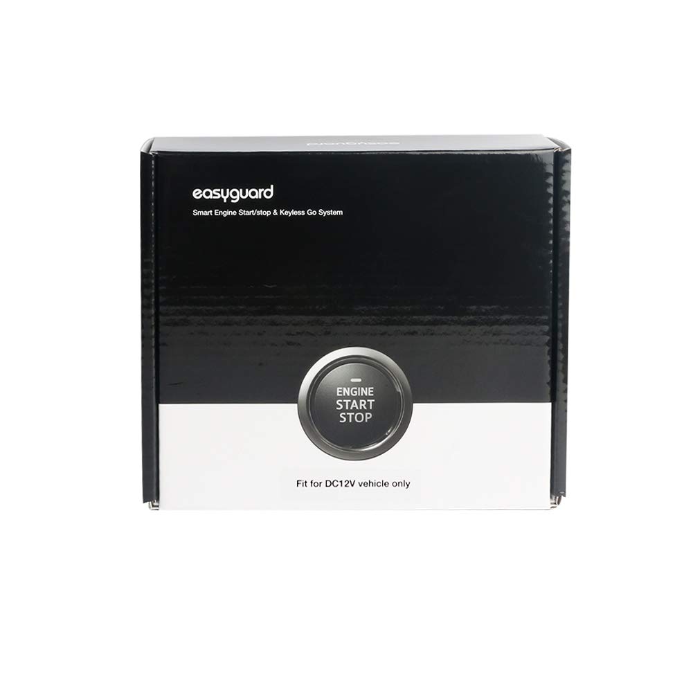 Sistem de alarmă auto RFID inteligent EASYGUARD Ec004 cu buton de pornire motor prin apăsare și Keyless Go Compatibil cu majoritatea sistemelor de vehicule de 12V DC,