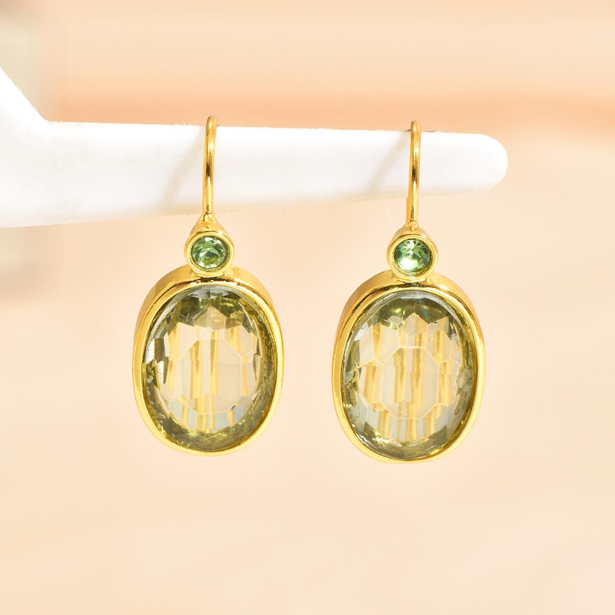 

New Fashion Creative Gold Oval Green Stone Pendant Women s Jewelry Earrings Women s Gifts Customized Jewelry