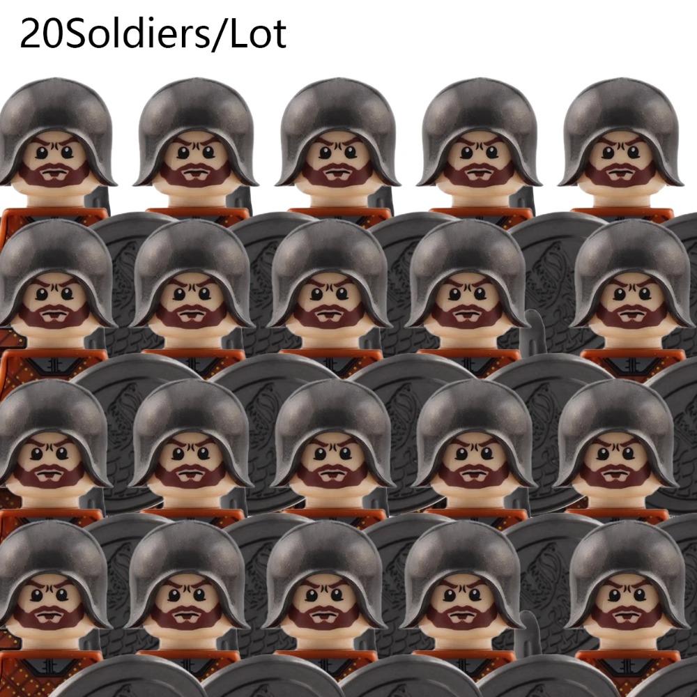 

MOC Фигурки средневековых солдат Армия Пехотинцы Воины Строительные блоки Плащи-накидки Меч Копье Шлемы Щит Кирпичики Игрушки Подарок