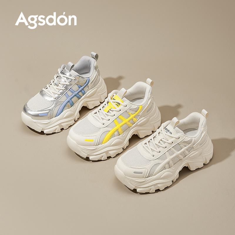 Augustine Platform Dad Shoes Women's 2025 New Summer Fashion Mesh Small Casual Little White Sports Shoes
