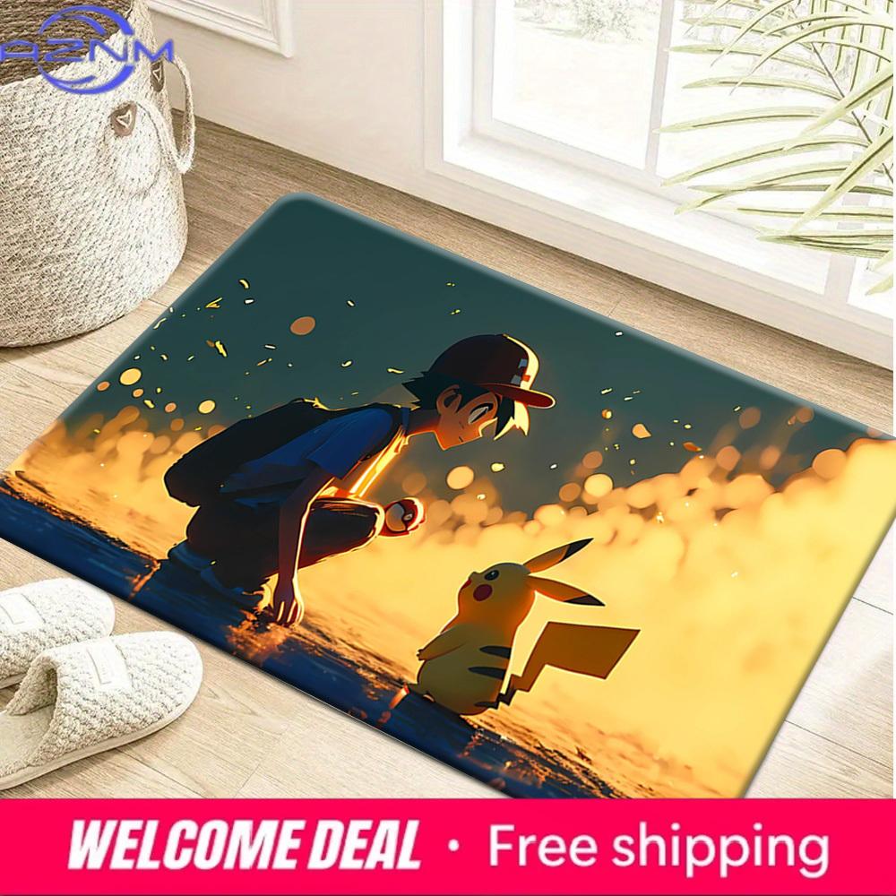 Ash Ketchum And Pikachu Sunset Scene Pokemon Soft Non-Slip Absorbent Indoor Home Decor Doormat Floor Rug 40x60cm