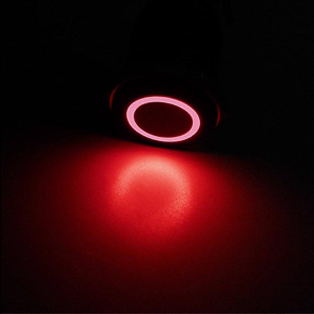 ESUPPORT Black Case 12mm Red LED Light 2A Momentary Push Button Switch Stainless Waterproof Car Boat