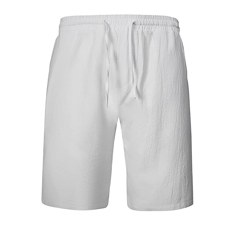 Summer Men's Cotton Linen Shorts Pants  Breathable Solid Color Linen Trousers Fitness Streetwear