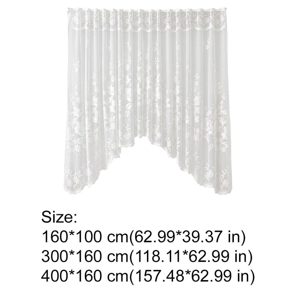 Translucent Window Sheer Curtain Flower Pattern Window Drape  Home Decoration